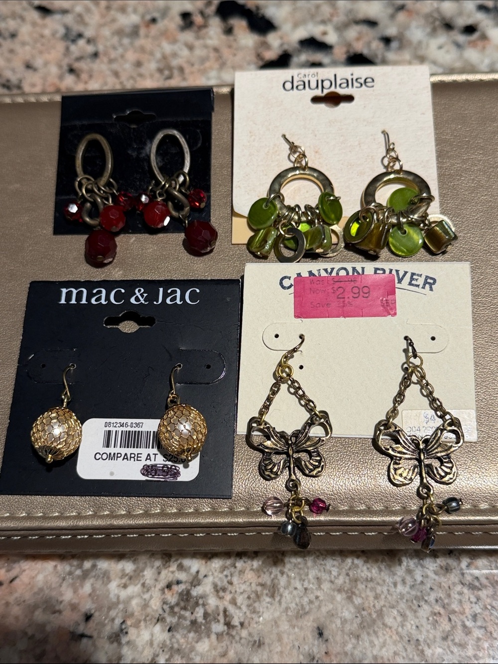 Green Hoop & Charm Earrings
